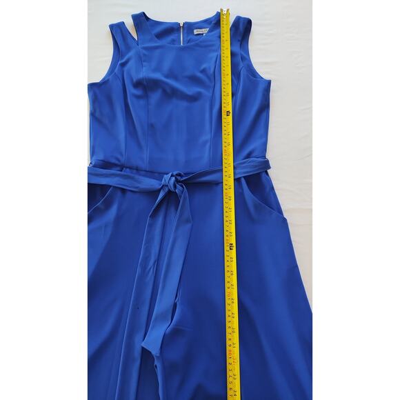 Danny and Nicole Royal Blue Sleeveless Belted Wide Leg Jumpsuit size 10 - Picture 12 of 16